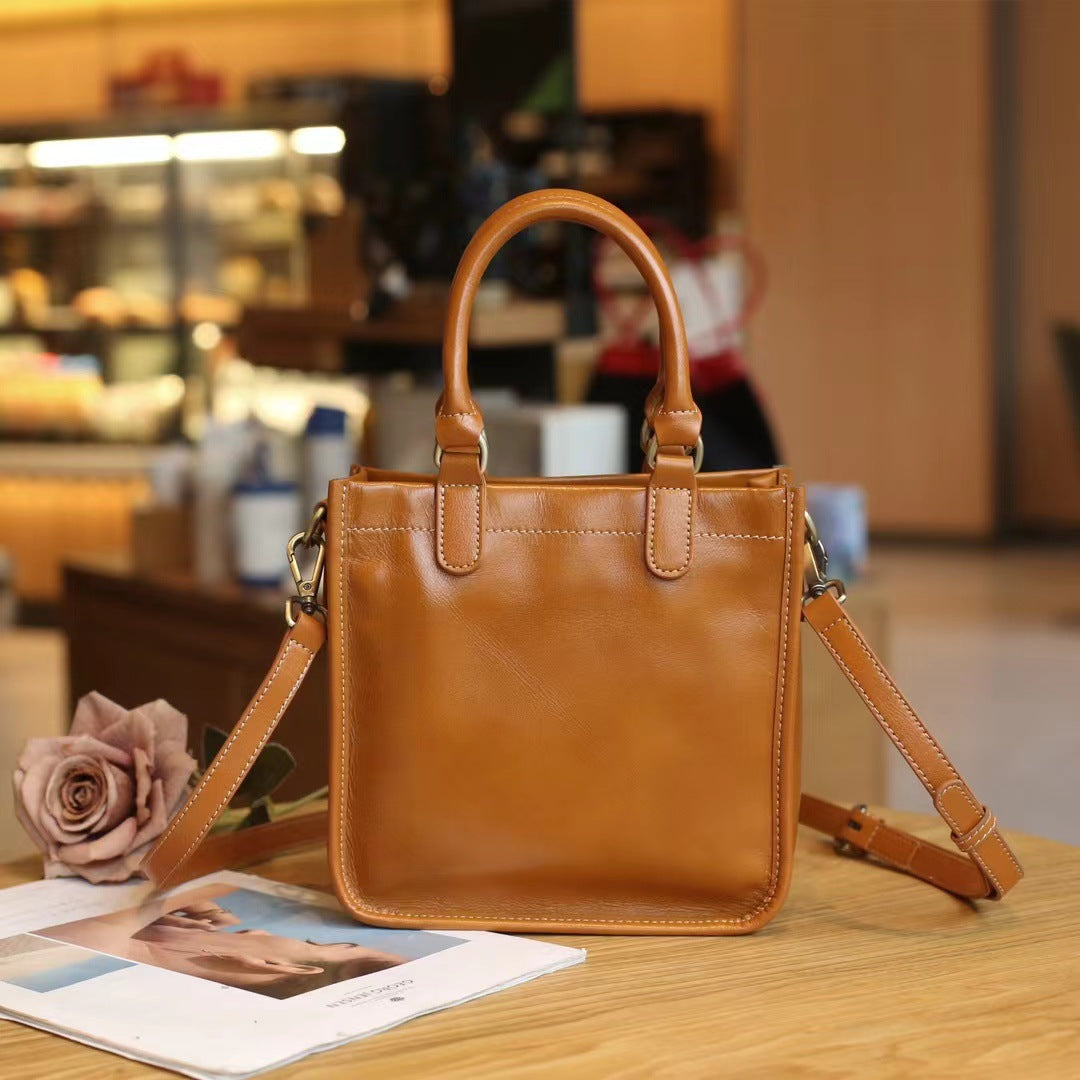 Women's Fashion First Layer Leather Portable Crossbody Bags