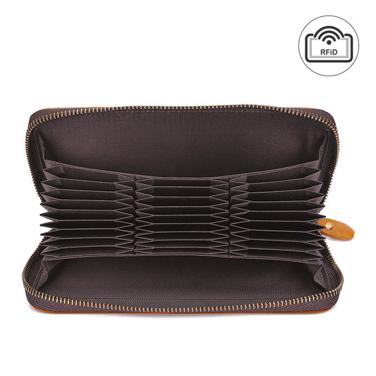 Long Genuine Leather Multiple Slots Large Card Holder