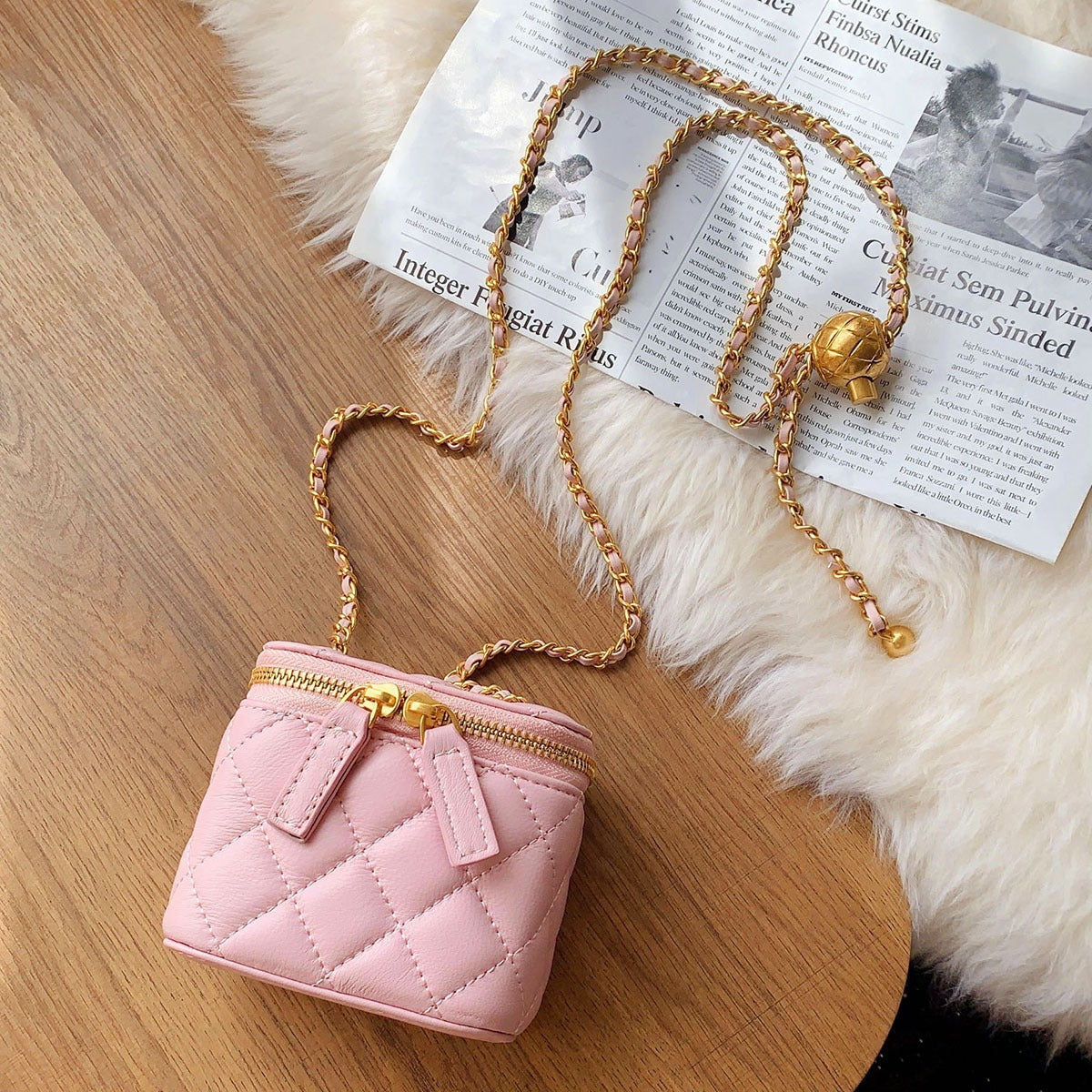 Classic Style Golden Balls Box Rhombus Small Square Bags