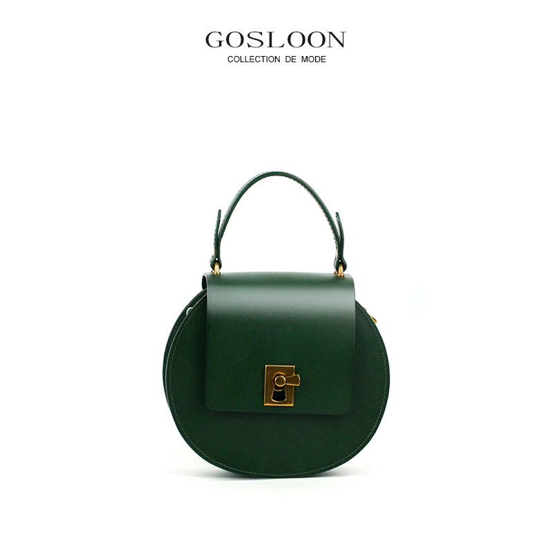 Gu Design Thick Cowhide Round Pie Crossbody Bags