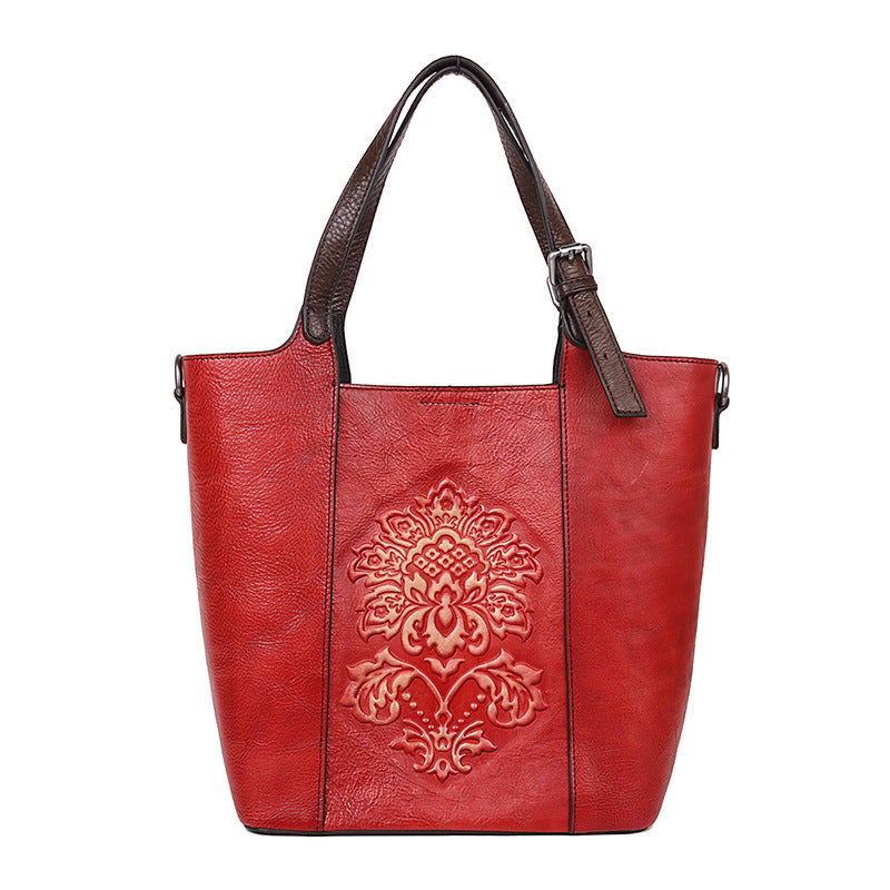 Women's Top Layer Leather Retro Chinese Style Crossbody Bags