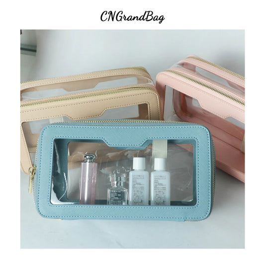 Transparent Simple Portable Waterproof Wash Double Cosmetic Bags