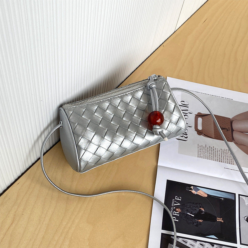Women's Simple High-grade Woven Leather Mobile Tote Bags