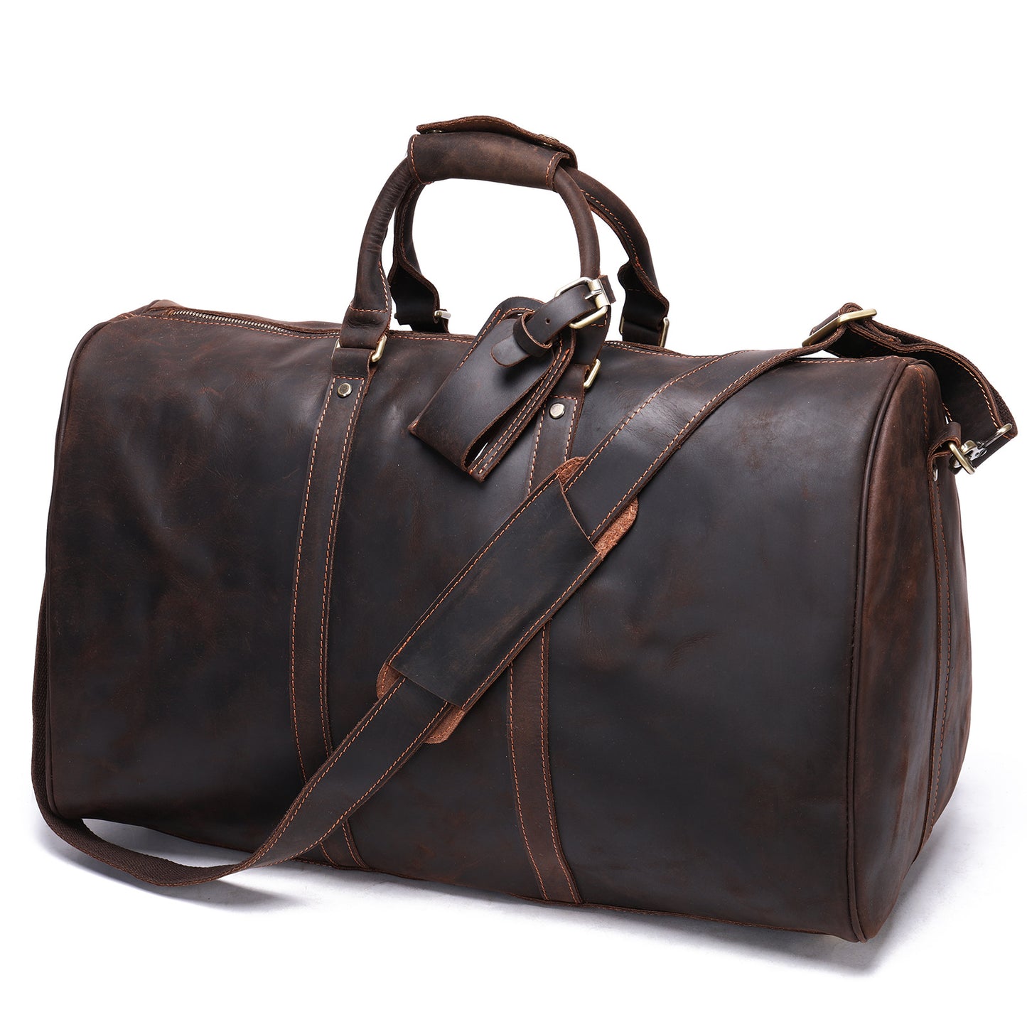 Men's Crazy Horse Leather Handmade Retro Large Travel Bags