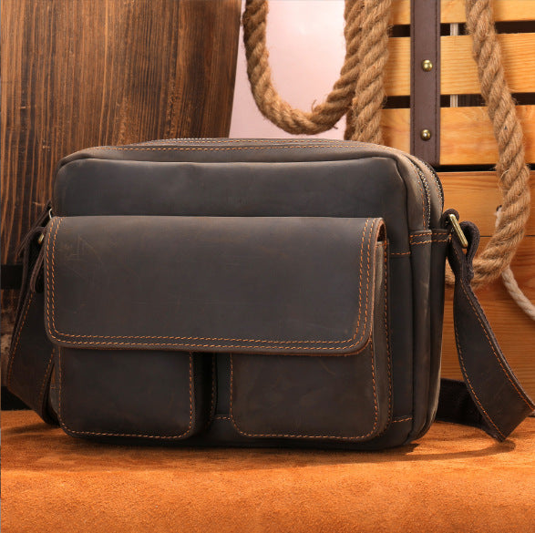 Men's Horizontal Leather Collection High-grade Large Capacity Men's Messenger Bags