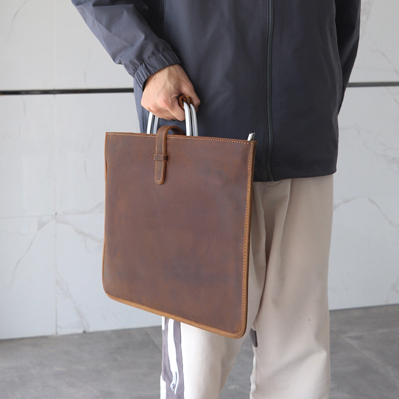 Men's Leather Genuine File First Layer Cowhide Men's Handbags