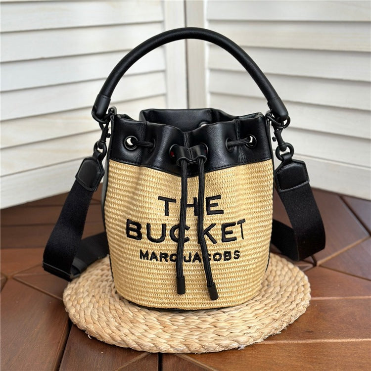 Genuine Leather Solid Color Fashion Advanced Bucket Bags