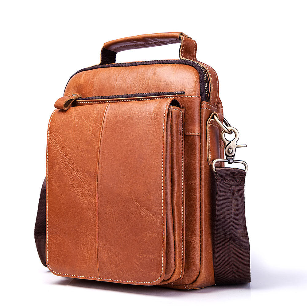 Men's Paul First Layer Cowhide Vertical Design Men's Messenger Bags