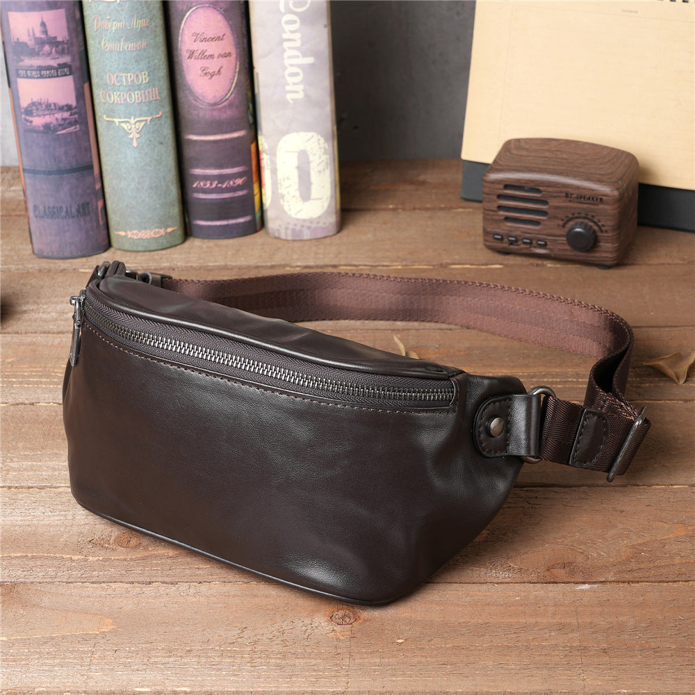 Men's Trendy Layer Cowhide Large Capacity Leather Men's Waist Packs