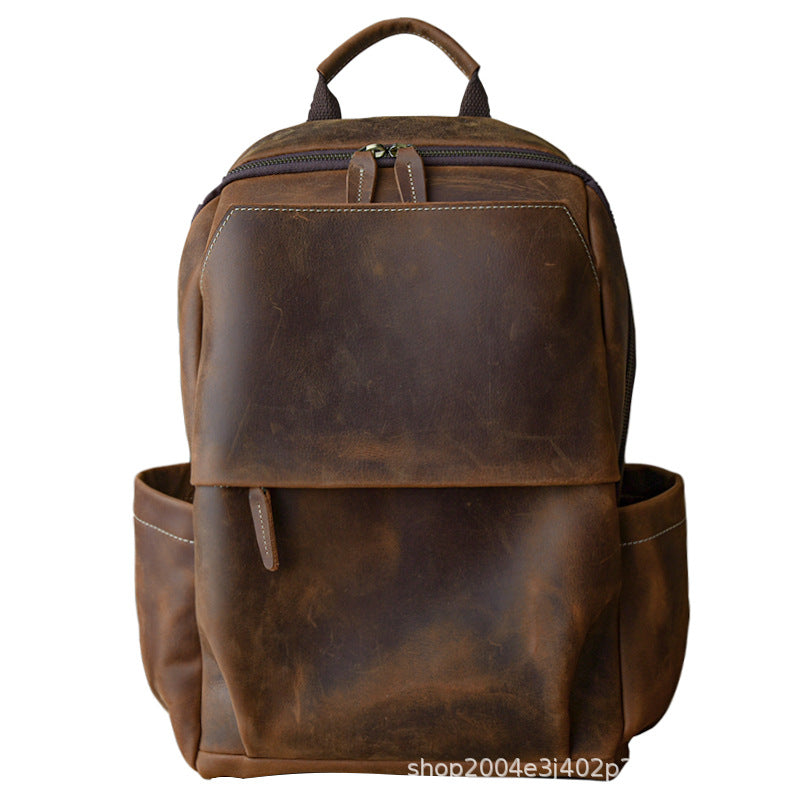 Men's Leather Retro Trendy Crazy Horse Leisure Backpacks