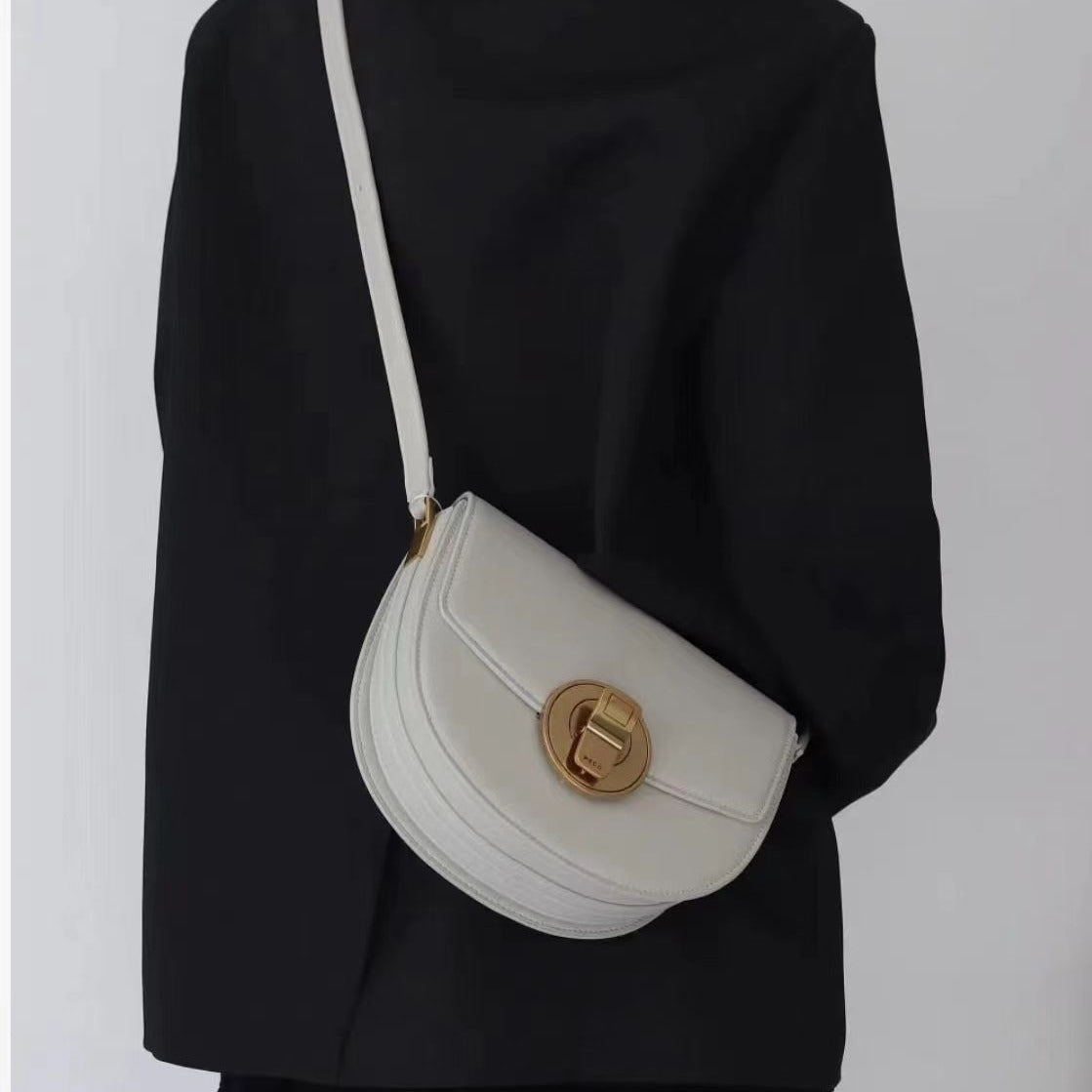Cans Series Large Saddle Genuine Leather Crossbody Bags