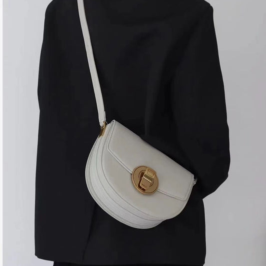 Cans Series Large Saddle Genuine Leather Crossbody Bags