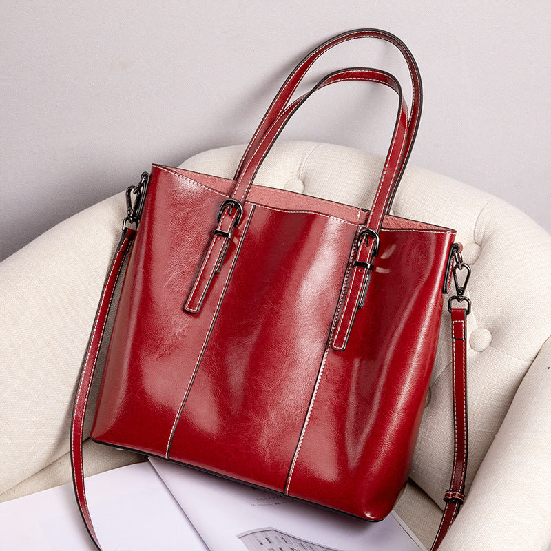 Women's Genuine Leather Large Retro Capacity Totes Shoulder Bags