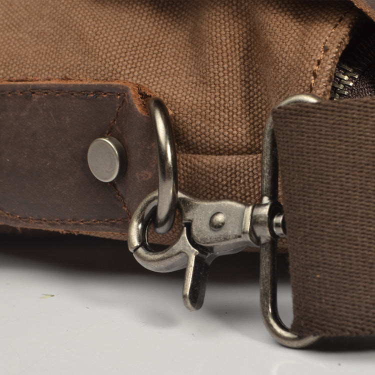 Men's Leather Crazy Horse With Canvas Business Men's Messenger Bags