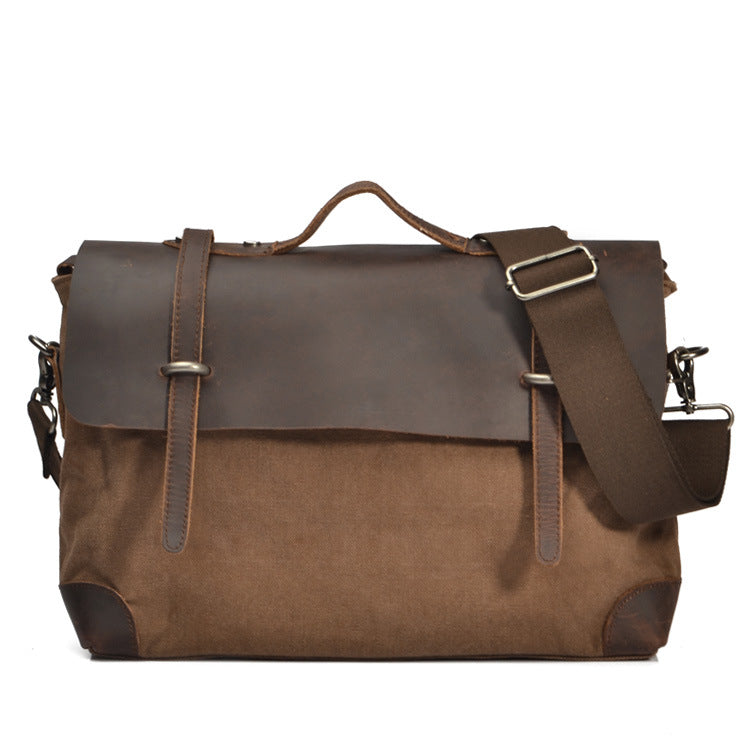 Men's Leather Crazy Horse With Canvas Business Men's Messenger Bags