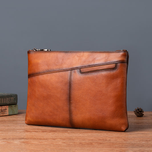 Men's Layer Tree Height Vegetable Tanning Leather Men's Handbags