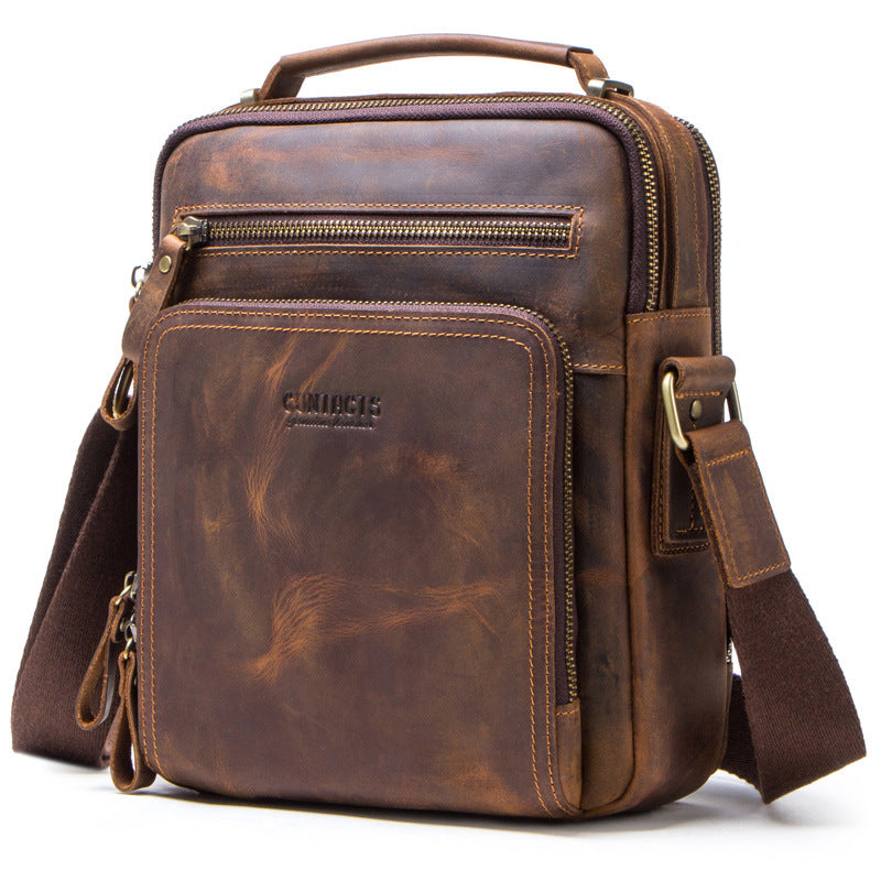 Men's Top Layer Cattlehide Leather Fashion Genuine Men's Messenger Bags