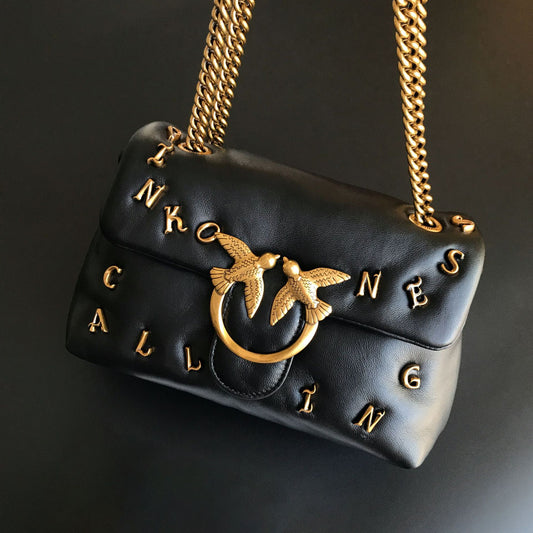 Quality Sheepskin Letter Puff Pillow Chain Shoulder Bags