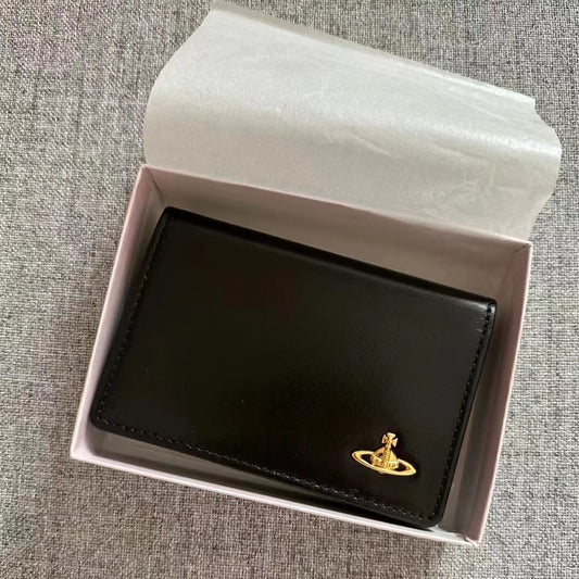 British Niche Saturn Solid Color Clutch Card Holder