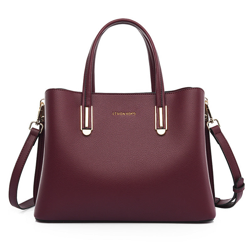 Women's High Sense Mother Fashion Soft Leather Simple Large Handbags