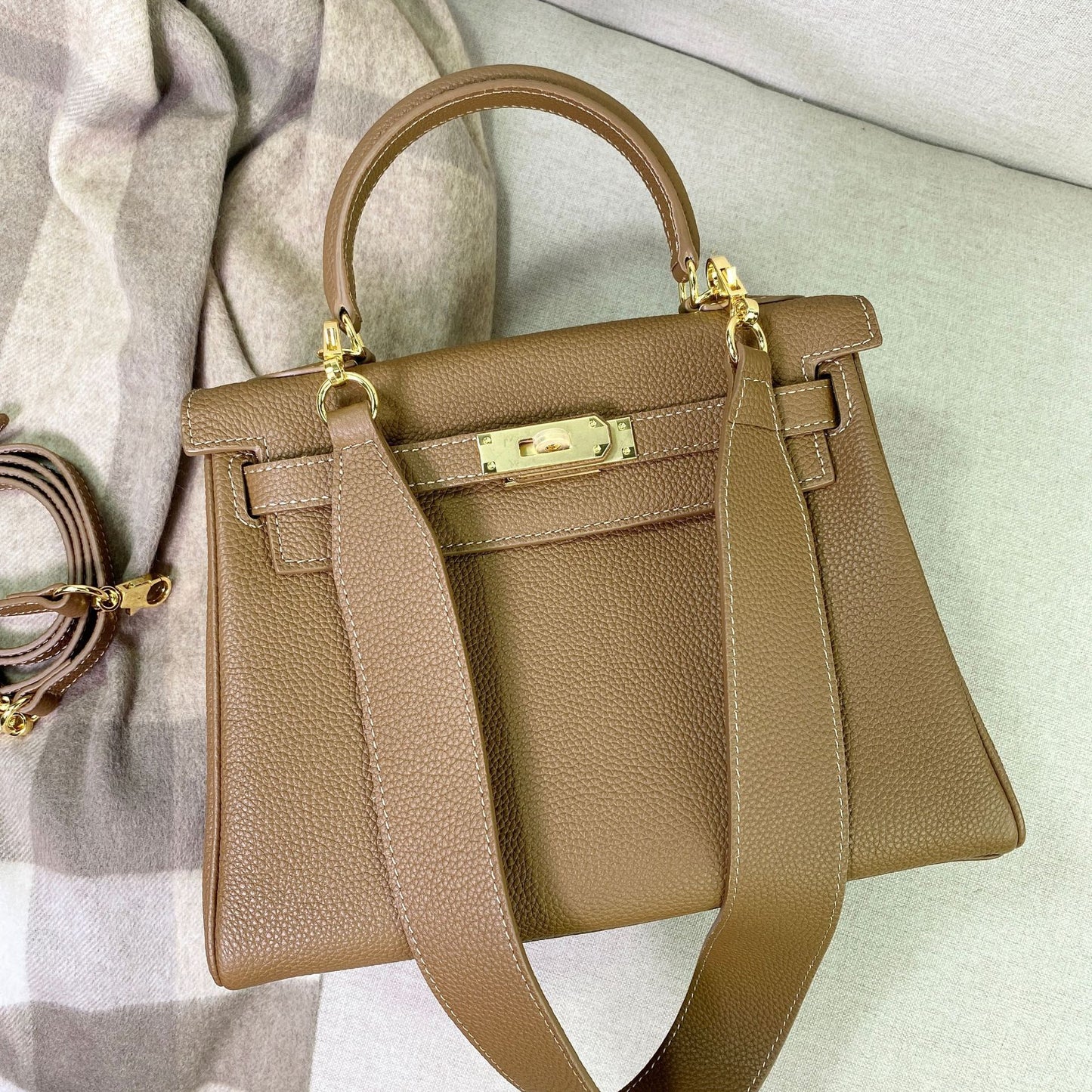 Women's Top Layer Cow Leather Wide Strap Shoulder Bags