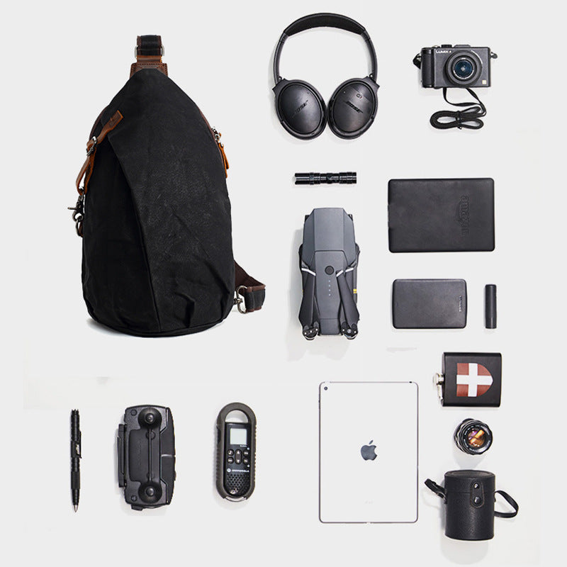 Men's Retro Versatile Convenient Waterproof Waxed Canvas Men's Shoulder Bags