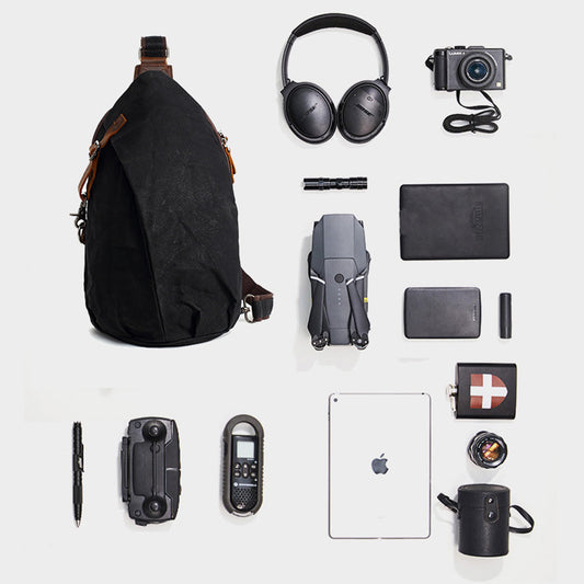 Men's Retro Versatile Convenient Waterproof Waxed Canvas Men's Shoulder Bags