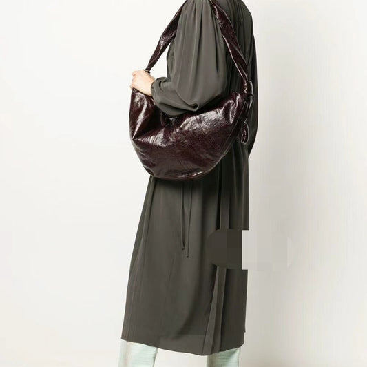 Croissant Design Tribute Texture Genuine Leather Crossbody Bags