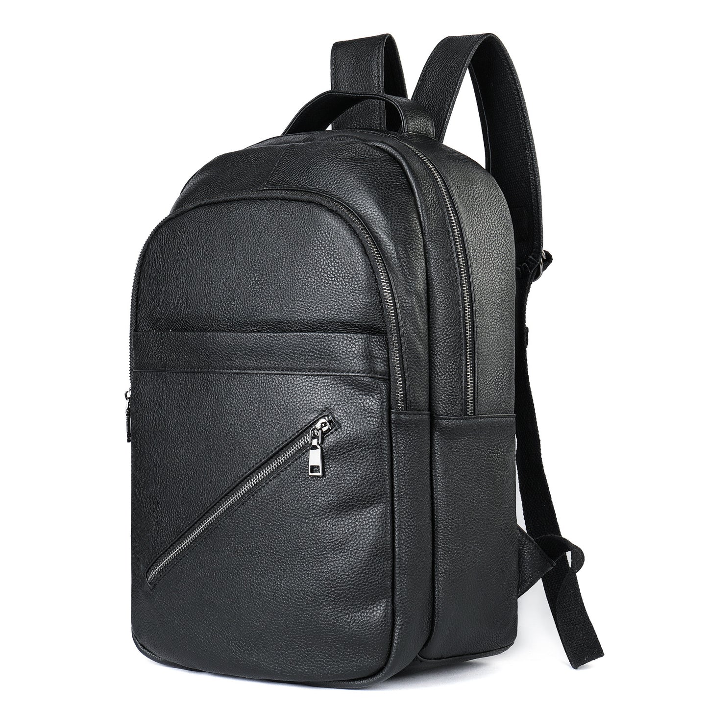 Men's First Layer Cowhide Black Trendy Cool Backpacks