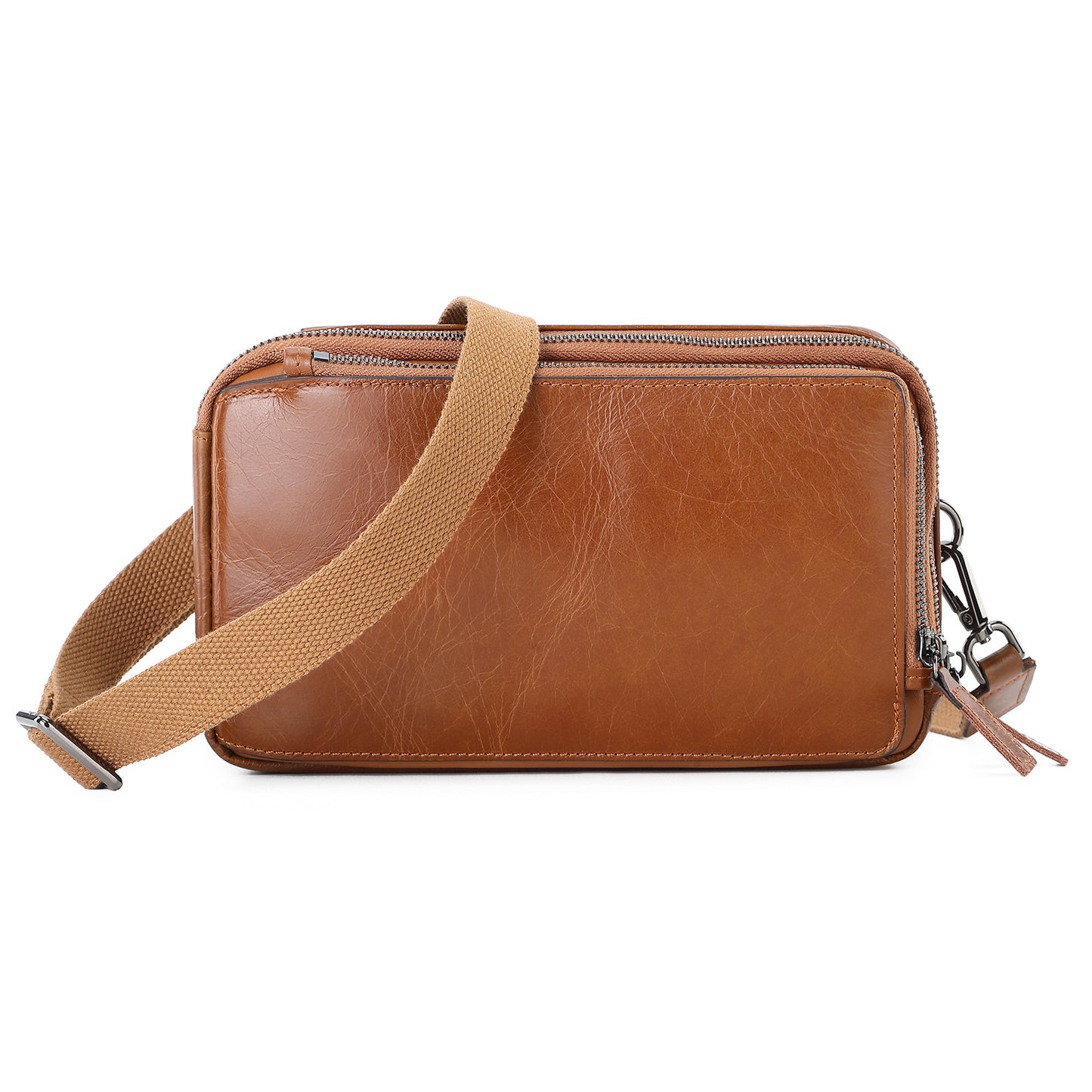 Men's Multifunctional Clutch Cowhide Leather Vintage Crazy Horse Men's Chest Bags