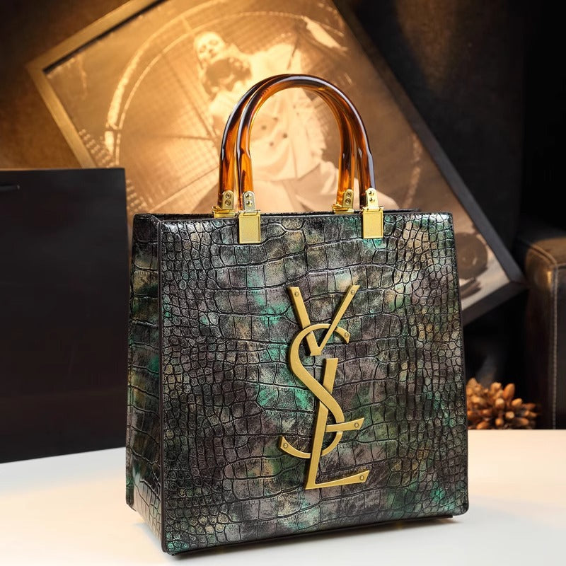 Bright Leather Mother Crocodile Pattern Elegant Armpit Bags