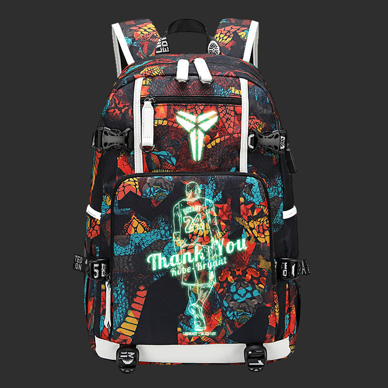 Men's Black Mamba Basketball Thermal Transfer Printing Backpacks