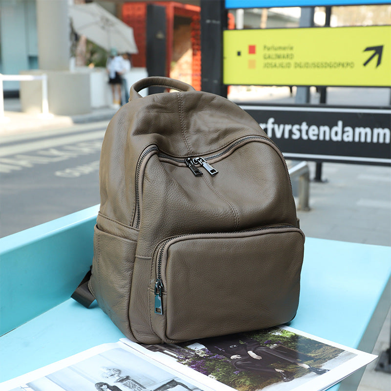 Women's Leather Soft Simple Fashion Large Capacity Backpacks