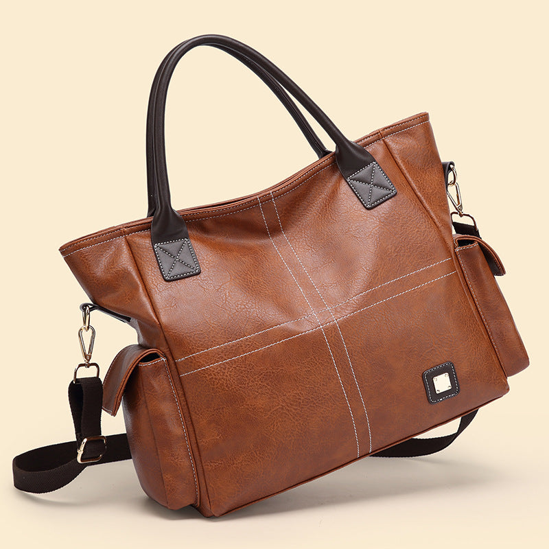 Women's Large Capacity Soft Leather Mature Elegant Shoulder Bags