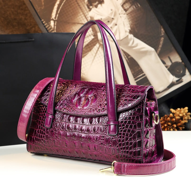Women's Pillow Genuine Leather Boston Portable Elegant Handbags