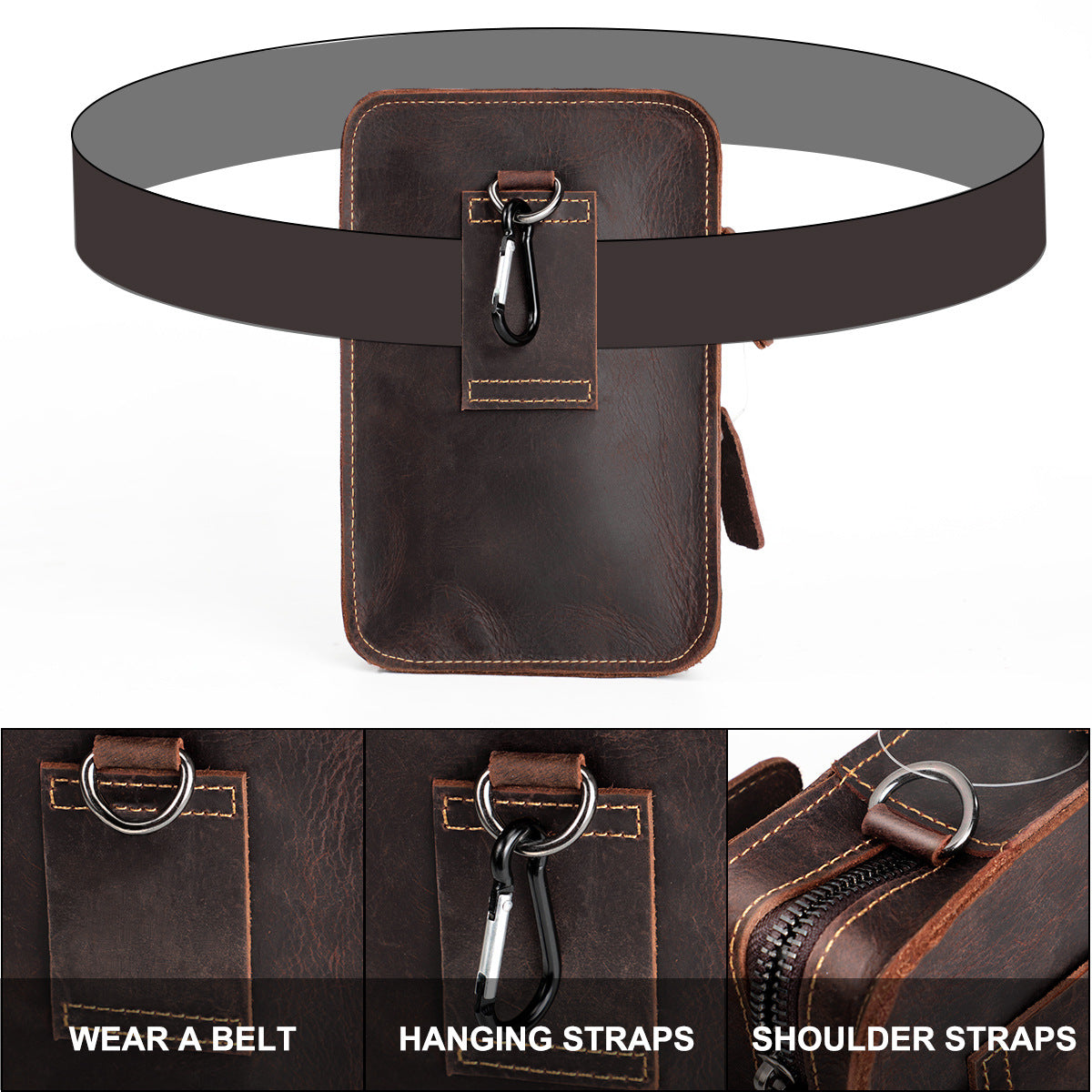 Men's Crazy Horse Leather First Layer Cowhide Men's Messenger Bags
