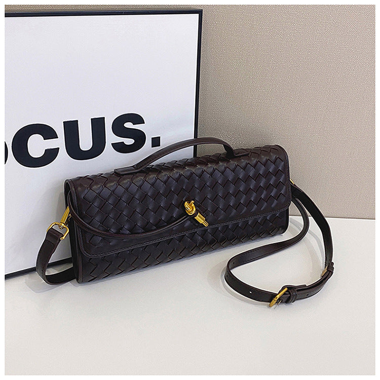 Hand-woven Soft Leather Dinner Baguette File Crossbody Bags