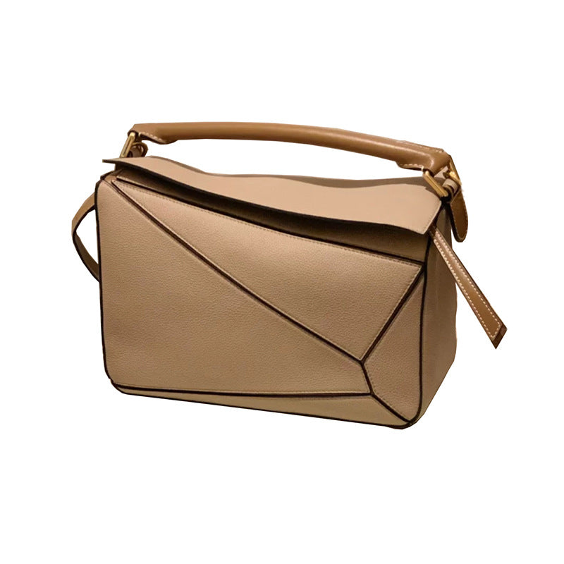Women's Geometric Cowhide Pillow Portable Stitching Diamond Shoulder Bags