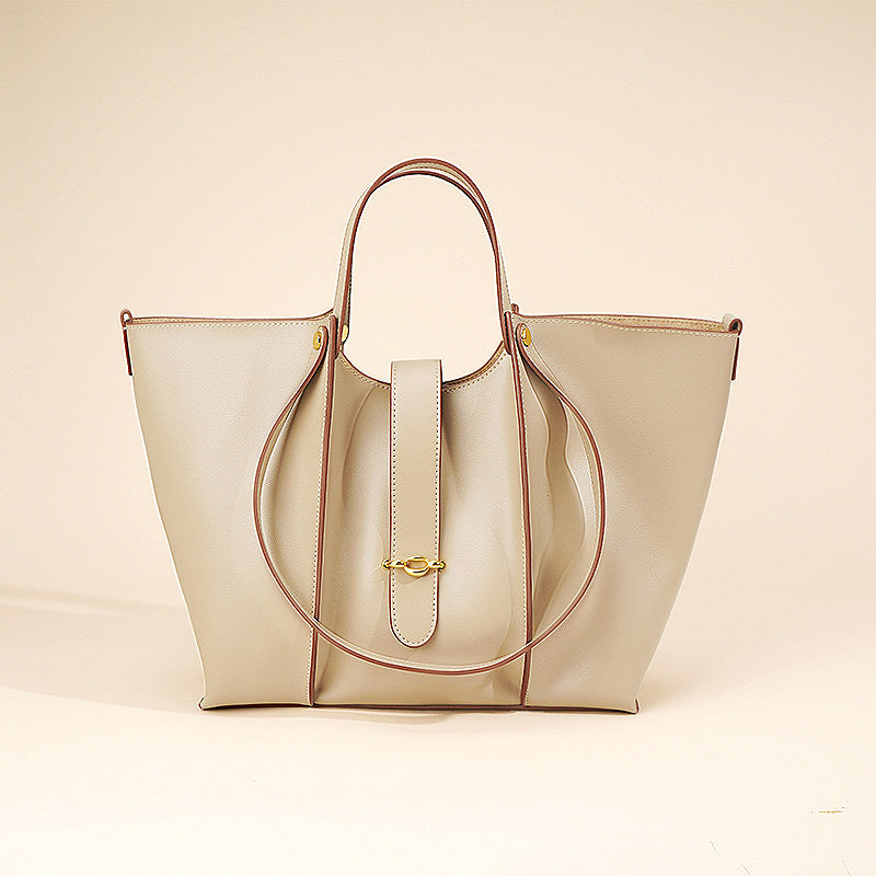 Women's Niche Cowhide Commuter Leather Large Capacity Tote Bags