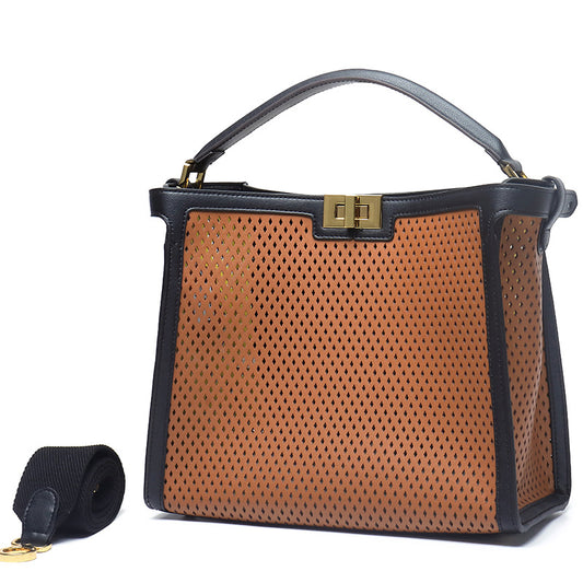 Women's Fashion Retro Contrast Color Versatile Large Handbags