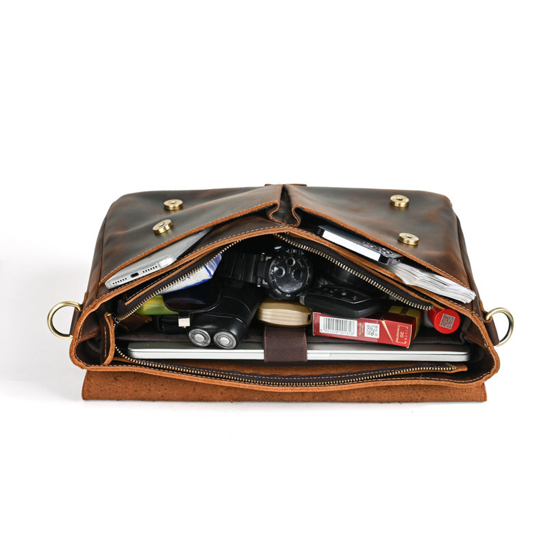 Men's Crazy Horse Leather Portable First Layer Men's Briefcases