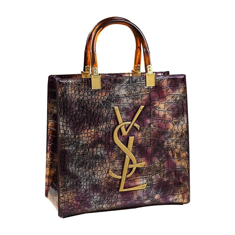 Bright Leather Mother Crocodile Pattern Elegant Armpit Bags