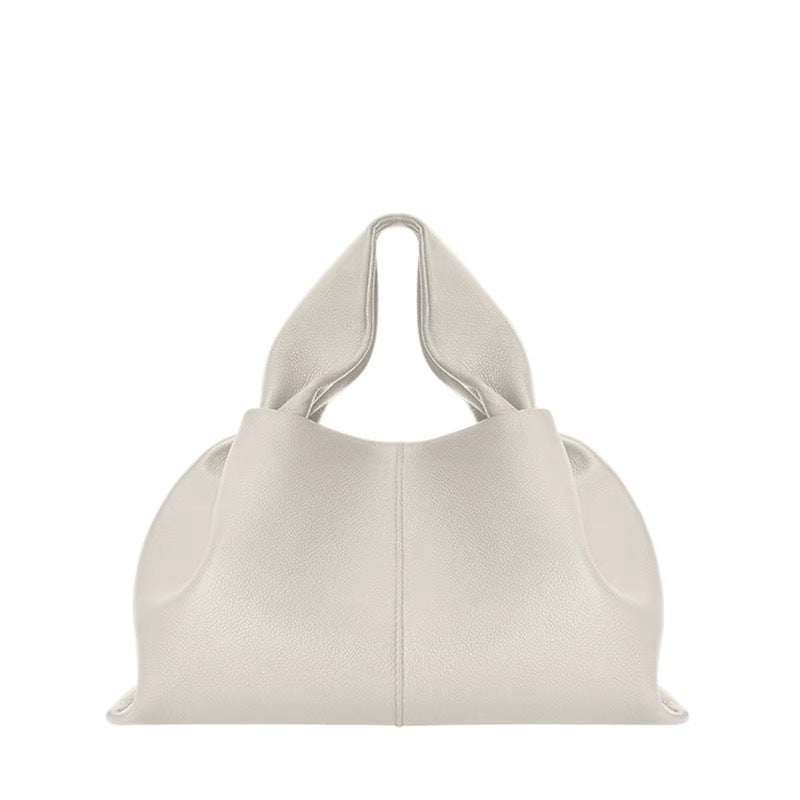 Layer Cowhide Solid Color Lunch Box Handbags