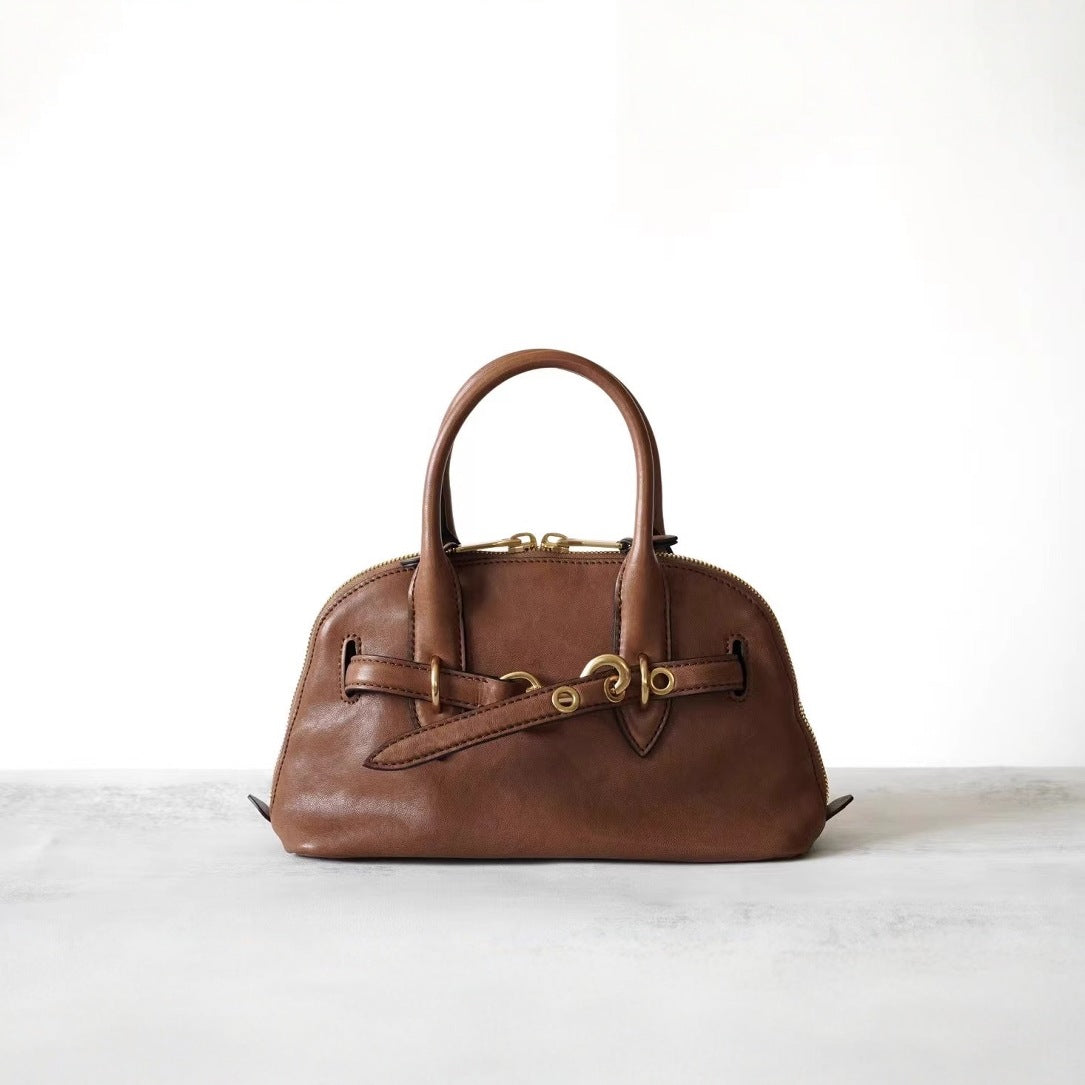 Spring Imported Vegetable Tanned Sheepskin Bowling Handbags