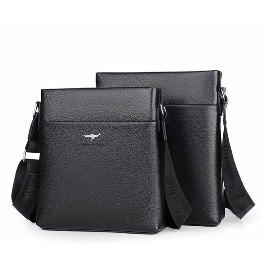 Men's Layer Cowhide Genuine Leather Business Trip Shoulder Bags