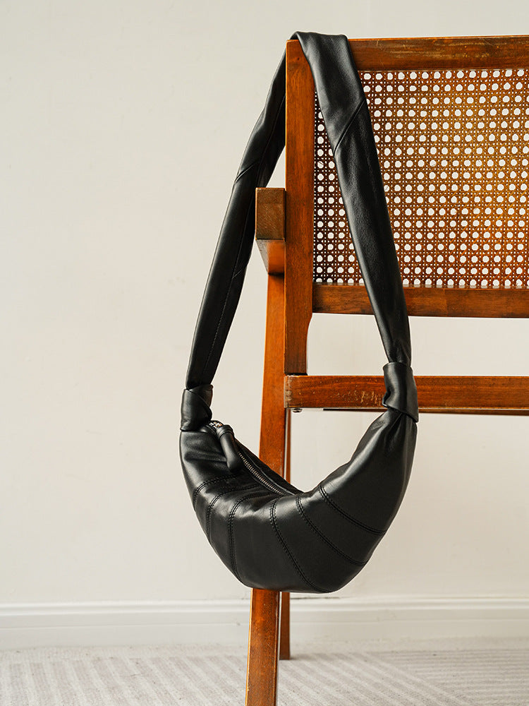 Artisan Sheepskin Dumpling Leather Underarm Croissant Bags