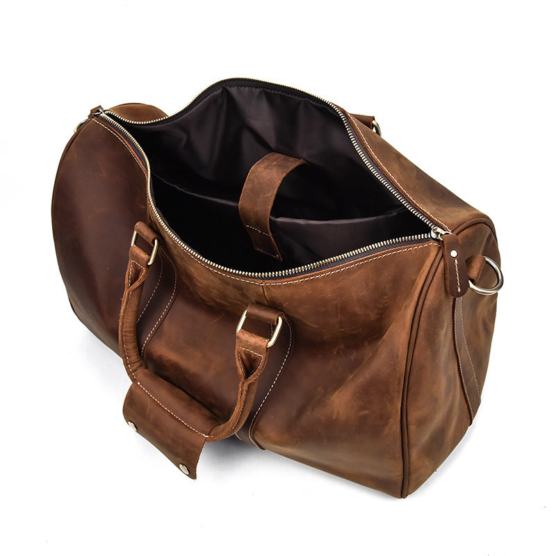 Men's Crazy Horse Oil Leather Vintage Inch Travel Bags