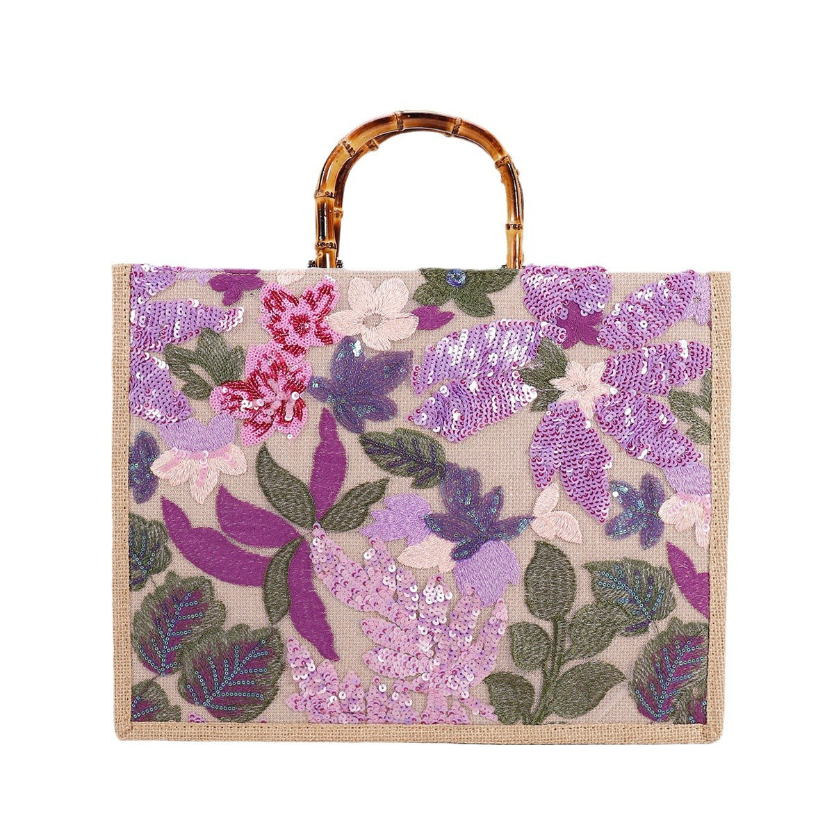 Women's Fashionable Sequins Niche Popular Straw Woven Tote Bags