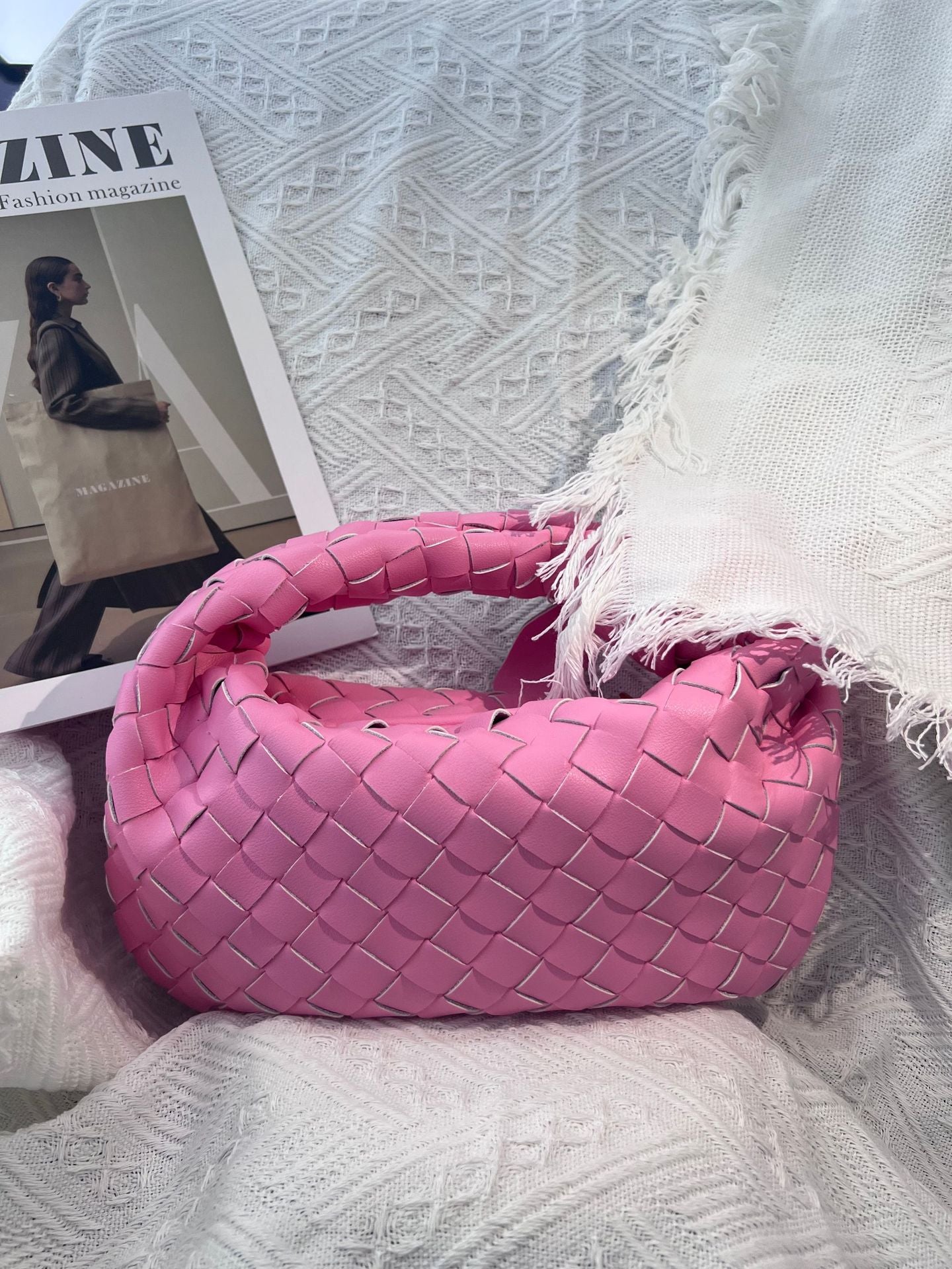 Women's Genuine Leather Hand-woven Cloud Soft Pleated Handbags
