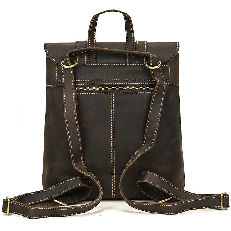 Women's Retro Leather Crazy Horse Light Leisure Backpacks